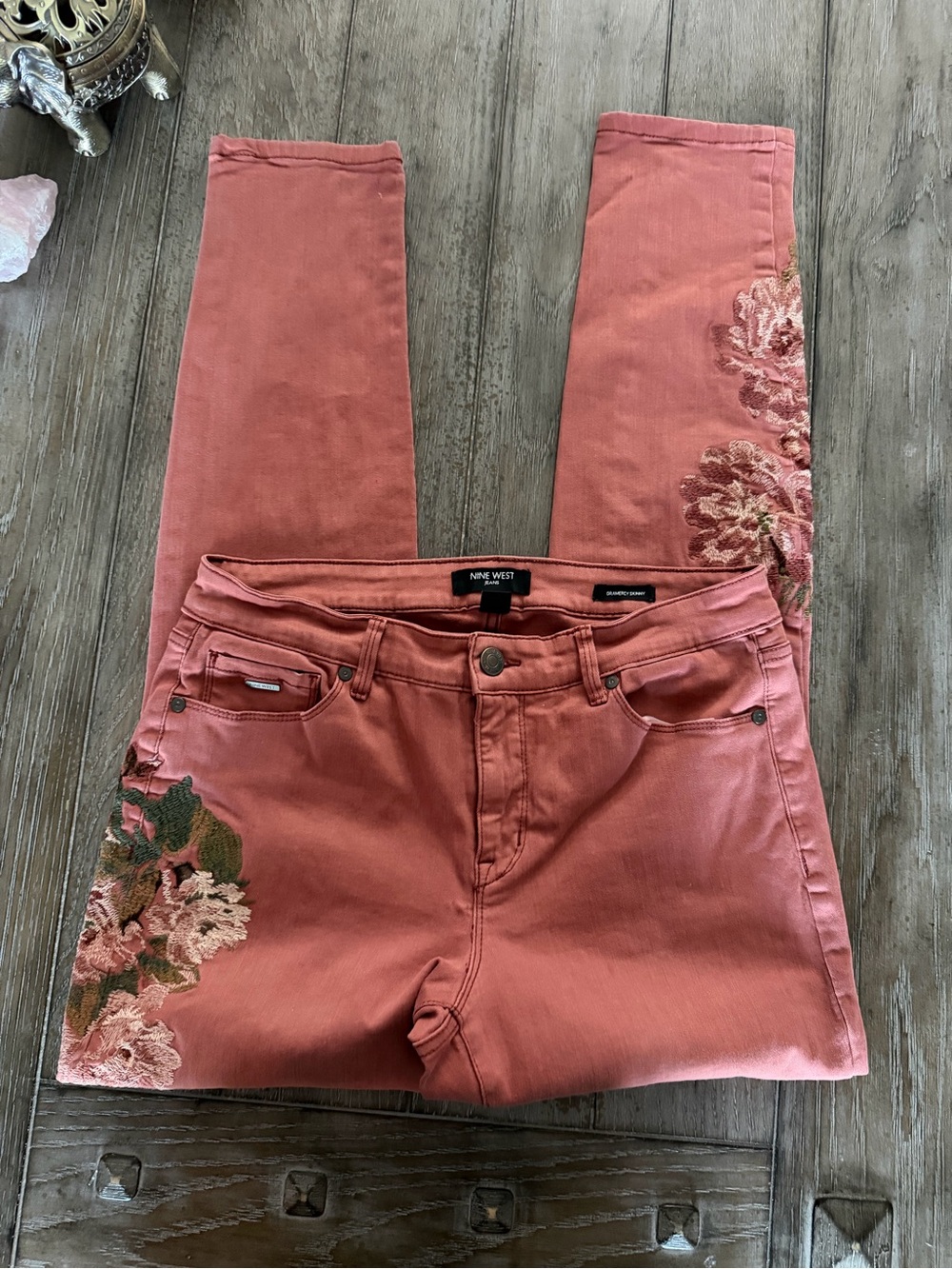Nine West Terra Cotta Embroidered Skinny Jeans - Picture 9 of 12